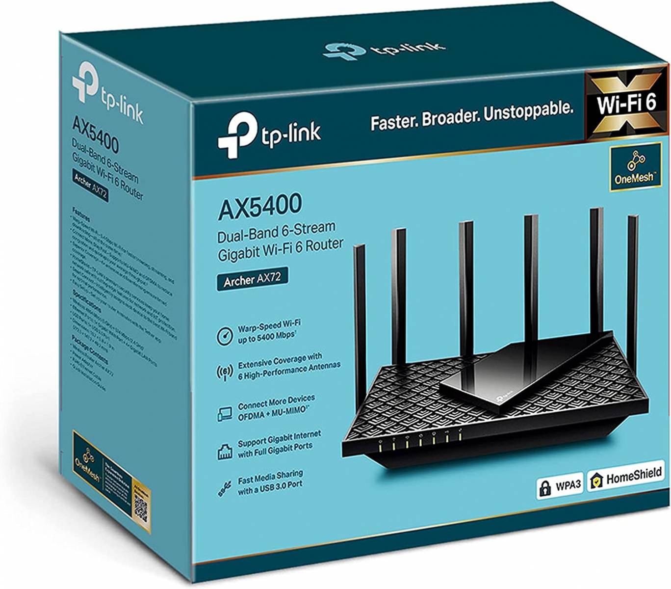 Roteador Tp-link Wifi 6 Dual Band Ax5400 Giga 2,4/5ghz - Ax72 Roteador Tp-link Wifi 6 Dual Band Ax5400 Giga 2,4/5ghz - Ax72 - Imagem 1