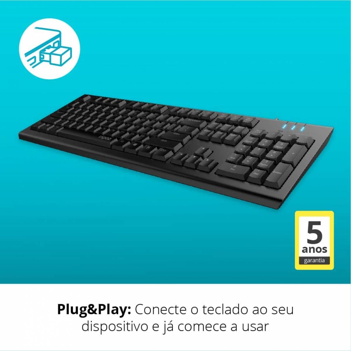 Teclado com Fio USB NK1800 RA018 Rapoo Teclado com Fio USB NK1800 RA018 Rapoo - Imagem 1